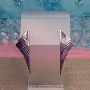 Skye Purple Enamel Geometric Cloisonné Pierced Earrings